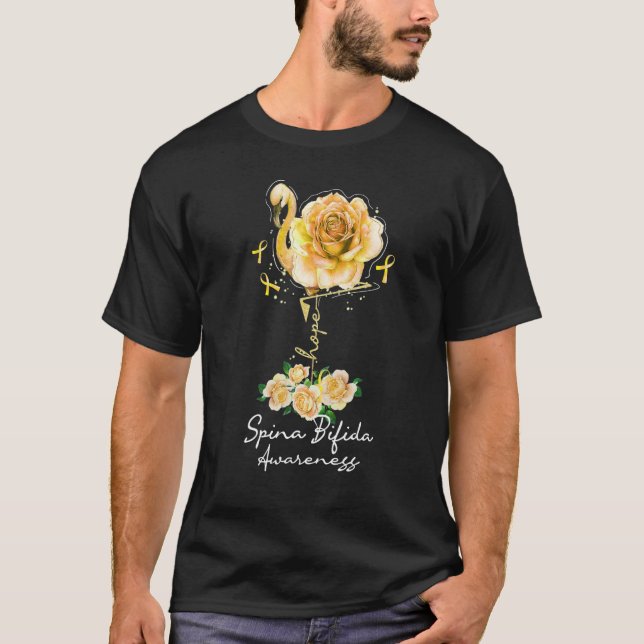 Camiseta Flor Flamingo Esperanza Cinta Amarilla Spina Bifid (Anverso)