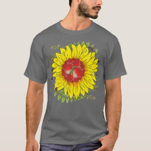 Camiseta Flor Flor Flor Flor Red Berry Gardener Strawberry