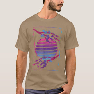Camiseta Flor Flor Flor japonesa rosa Sakura Vaporwave Cher