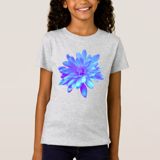 Camiseta Flor floral azul violeta elegante (Anverso)