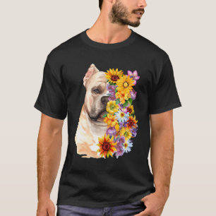 Camiseta Flor Floral Floral Pitbull Mamá Flor Perro de gira