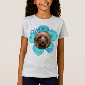 Camiseta Flor fotográfica de nombre personalizado