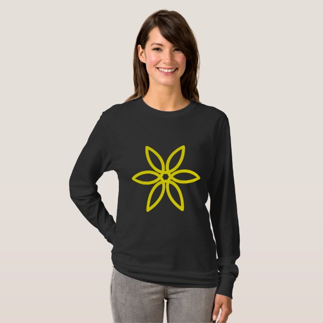 Camiseta Flor geométrica 02 - Amarillo (Anverso completo)