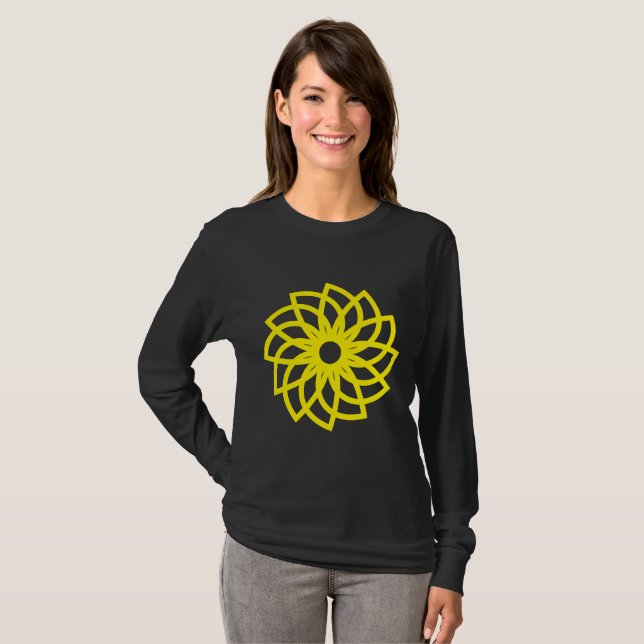 Camiseta Flor geométrica 03 - Amarillo (Anverso completo)