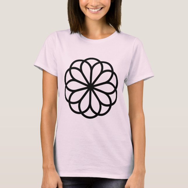 Camiseta Flor geométrica 06 - Negro (Anverso)