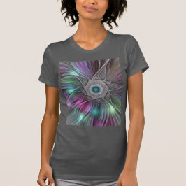 Camiseta Flor grande colorida Resumen arte fractal trippy
