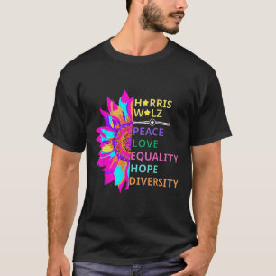 Camiseta Flor Harris Wheimer 2024 Peace Love Equality Hop