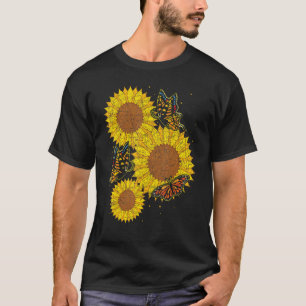Camiseta Flor hippie de mariposa florece Sunshine Sunflowe