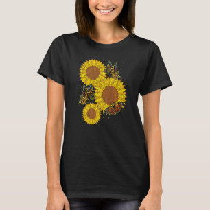 Camiseta Flor hippie de mariposa florece Sunshine Sunflowe
