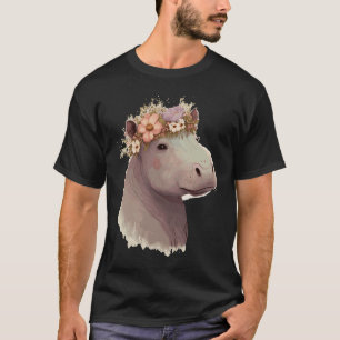Camiseta Flor Hippotamo floral Corona exótica animal