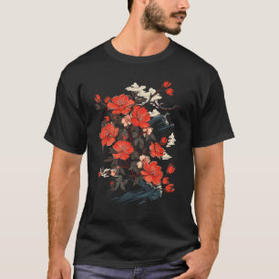 Camiseta Flor Ikebana Arte Estilo Japonés Ondas Oceánicas G