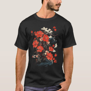Camiseta Flor Ikebana Arte Estilo Japonés Ondas Oceánicas G