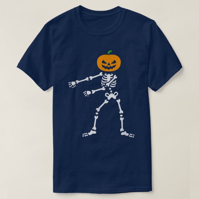 Camiseta Flor Jack O' Lantern Halloween Skeleton  (Diseño del anverso)
