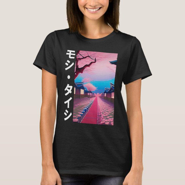 Camiseta Flor japonesa de cerezo Streetwear Vapor estético (Anverso)