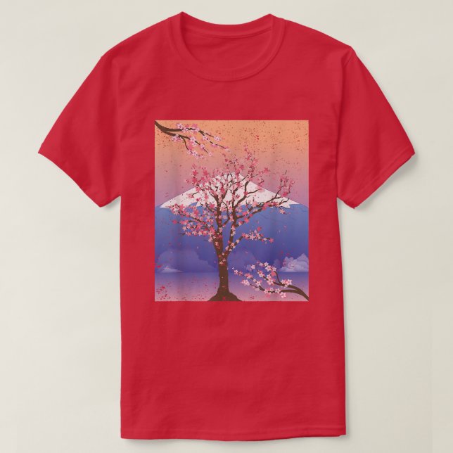 Camiseta Flor japonesa rosa Sakura Tree Mountain Cherry B (Diseño del anverso)