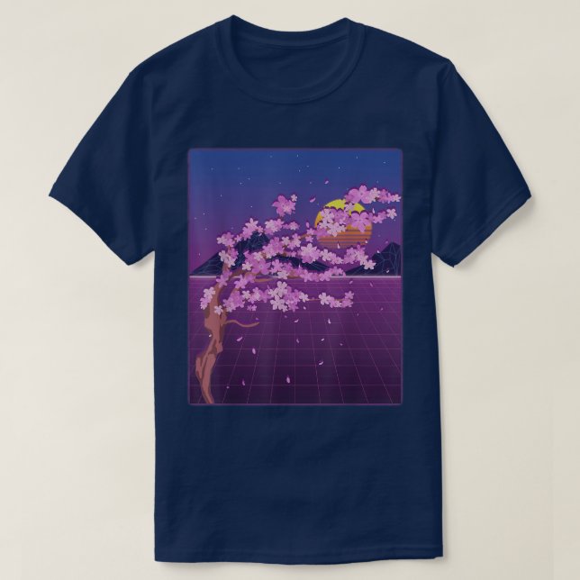 Camiseta Flor japonesa Sakura Sunset Vaporwave Cherry Blo (Diseño del anverso)