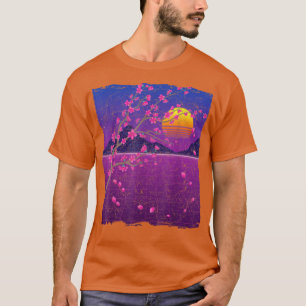 Camiseta Flor japonesa Sakura Vaporwave Sunset Cherry Bloss