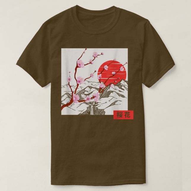 Camiseta Flor japonesa sobre flores de cerezo Sakura (Diseño del anverso)