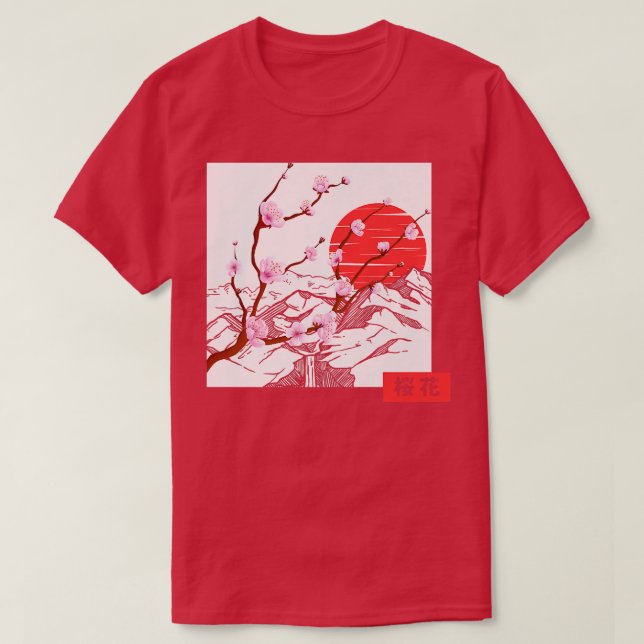 Camiseta Flor japonesa sobre flores de cerezo Sakura (Diseño del anverso)