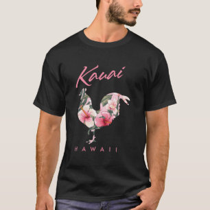 Camiseta Flor Kauai Hawaii Hibiscus Rooster Lover Souveni