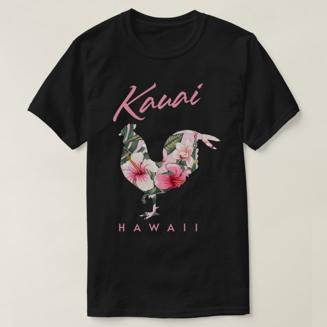 Camiseta Flor Kauai Hawaii Hibiscus Rooster Lover Souveni (Diseño del anverso)