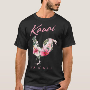 Camiseta Flor Kauai Hawaii Hibiscus Rooster Lover Souveni