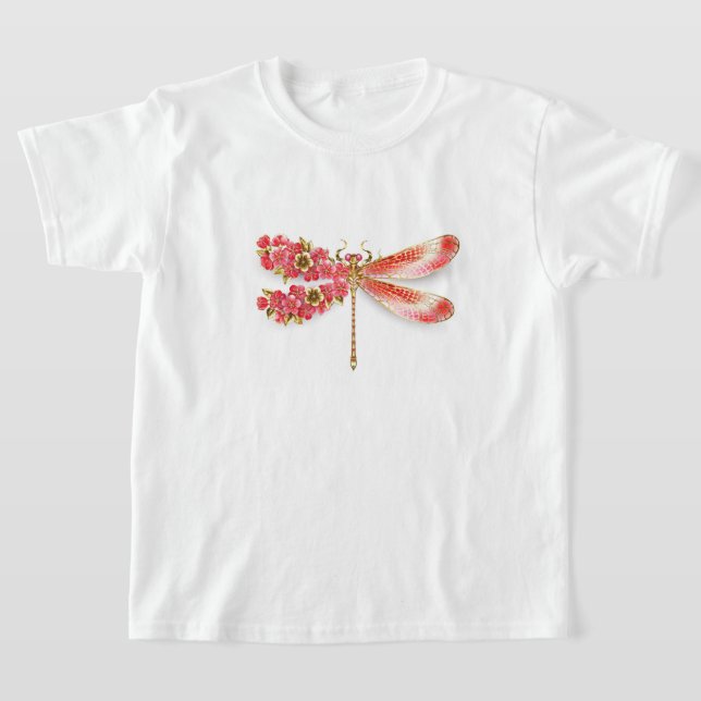Camiseta Flor libélula con sakura de joyas (Distribución)