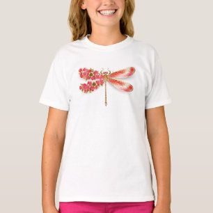 Camiseta Flor libélula con sakura de joyas
