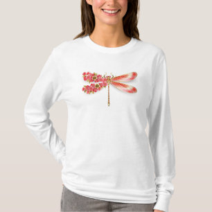 Camiseta Flor libélula con sakura de joyas