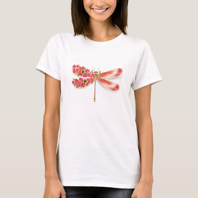 Camiseta Flor libélula con sakura de joyas (Anverso)