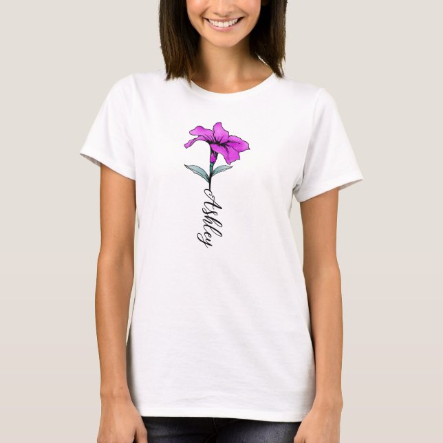 Camiseta Flor lirio rosa personalizada (Anverso)