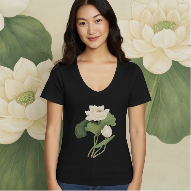 Camiseta Flor Lotus del arte botánico de la India Oriental (Subido por el creador)