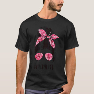 Camiseta Flor Mamá Vida Desordenada Cabello de Bun Gafas de