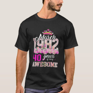 Camiseta Flor Marzo 1982 40º Regalo De Cumpleaños De 40 Año