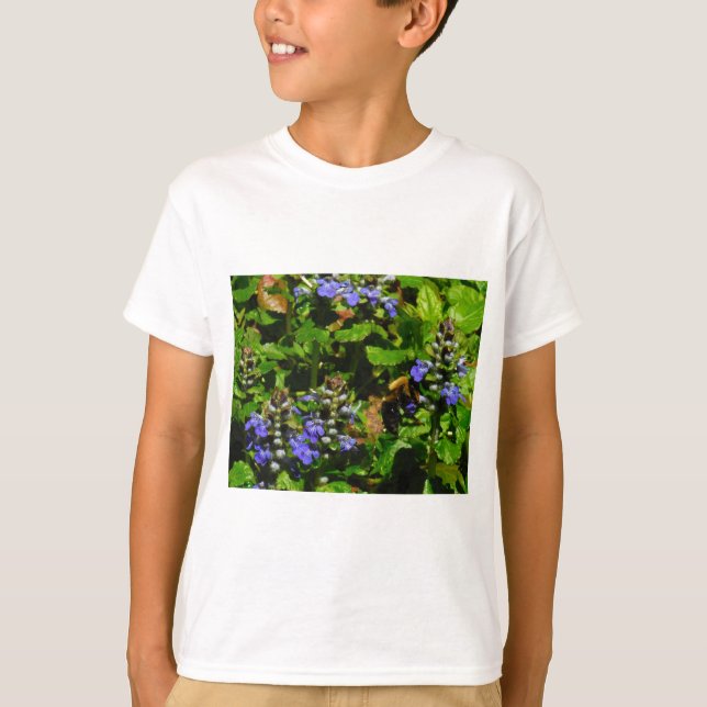 Camiseta Flor morada y abeja burbuja (Anverso)