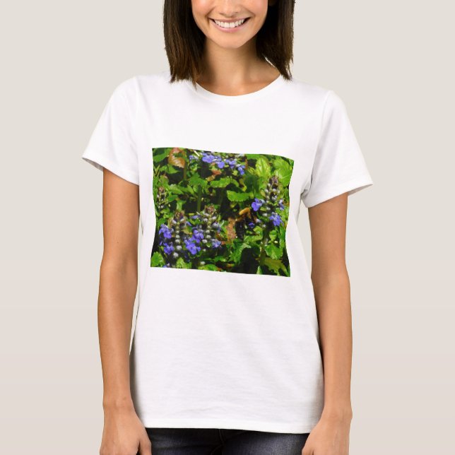 Camiseta Flor morada y abeja burbuja (Anverso)