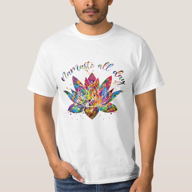 Camiseta Flor Namaste Yoga Watercolor (Anverso)