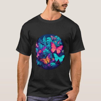 Camiseta Flor natural de mariposa rosada