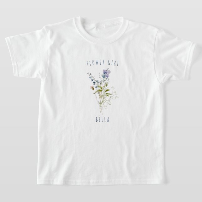 Camiseta Flor Niña azul acuarela Boda de flores silvestres (Distribución)