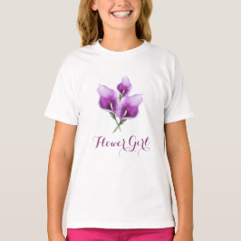 Camiseta Flor Niña Púrpura Calla Lily Watercolor Floral