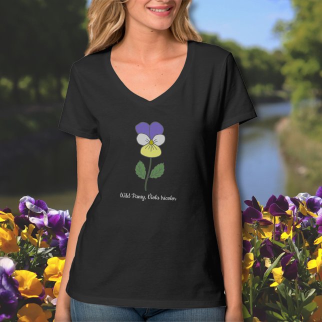 Camiseta Flor Pastel Botánica Pansy Silvestre (Botanical Wild Pansy Flower T-Shirt)