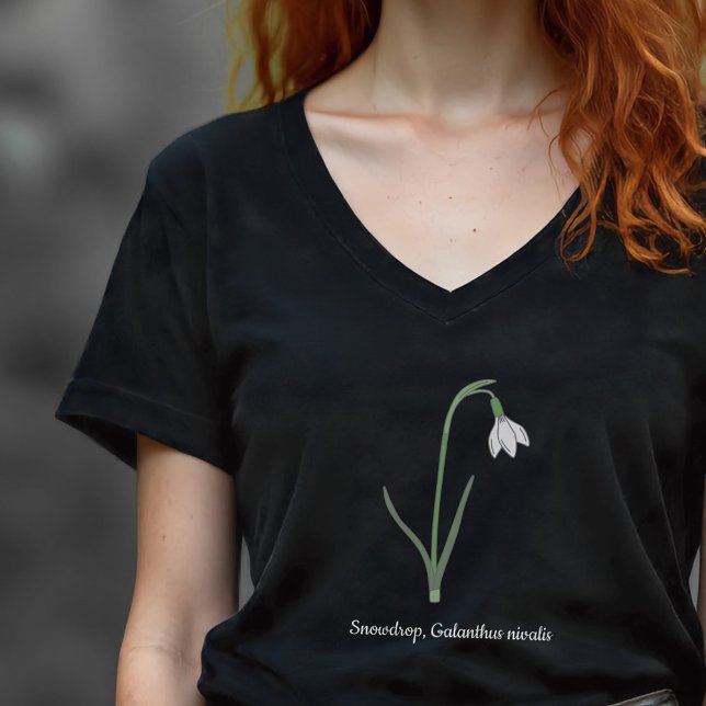 Camiseta Flor Pastel de Snowdrop Botánica (Botanical Snowdrop Flower Woman T-Shirt)