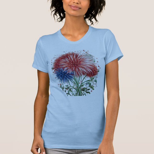 Camiseta Flor Patriótica de fuegos artificiales el 4 de jul (Anverso)