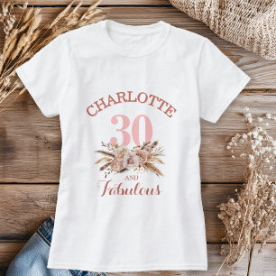 Camiseta Flor personalizada, 30 y fabulosa