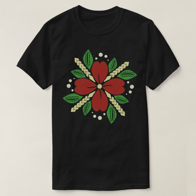 Camiseta Flor polinesia y deja regalo de tatuaje tribal (Diseño del anverso)