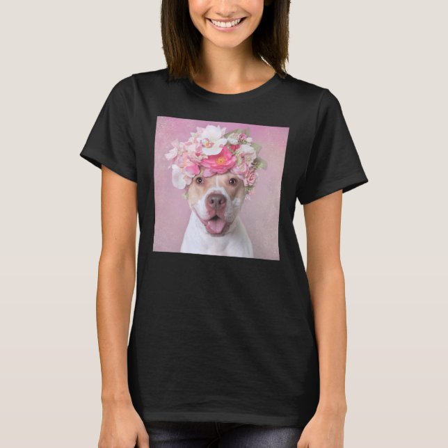 Camiseta Flor Power Cute Pitbull (Anverso)
