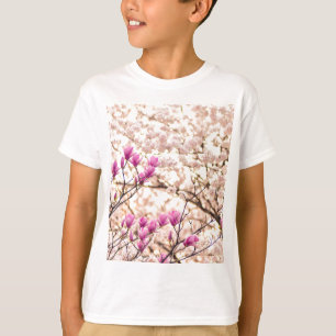 Camiseta Flor Primaria de Magnolias Púrpuras y Florecientes