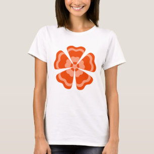 Camiseta Flor Retro Estilizada Naranja