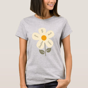 Camiseta Flor retro personalizada, roles femeninos en Petal