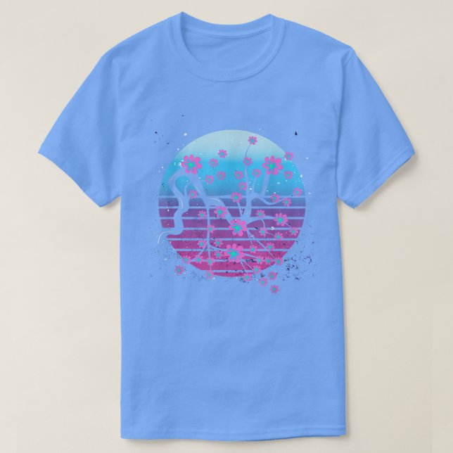 Camiseta Flor retro sakura japonesa vaporwave cerezo (Diseño del anverso)